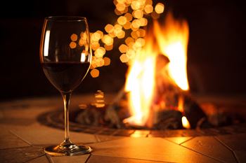 Fire pit with wine